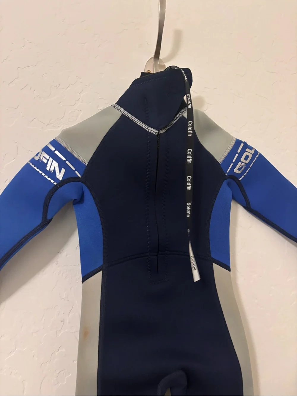 Goldfin Blue and black neoprene wetsuit with gray panels size 2
